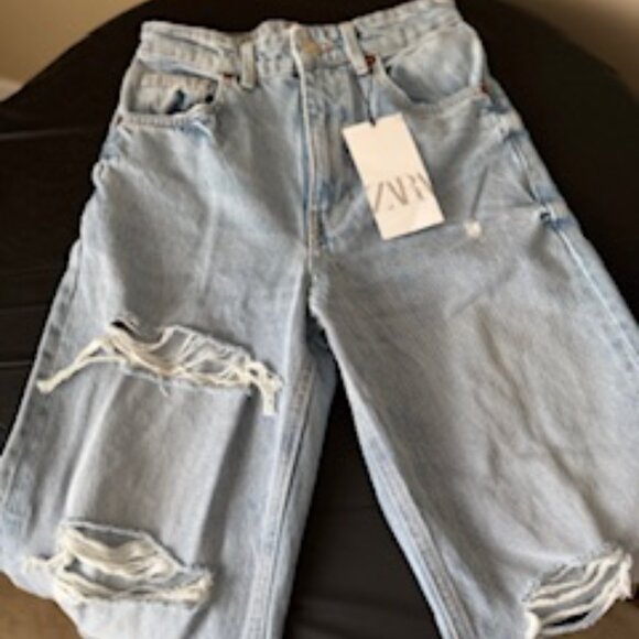 NWT Zara Light Blue Denim Size 2 - Picture 1 of 9
